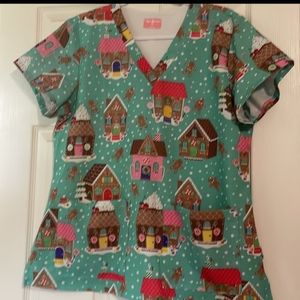 Christmas scrub top